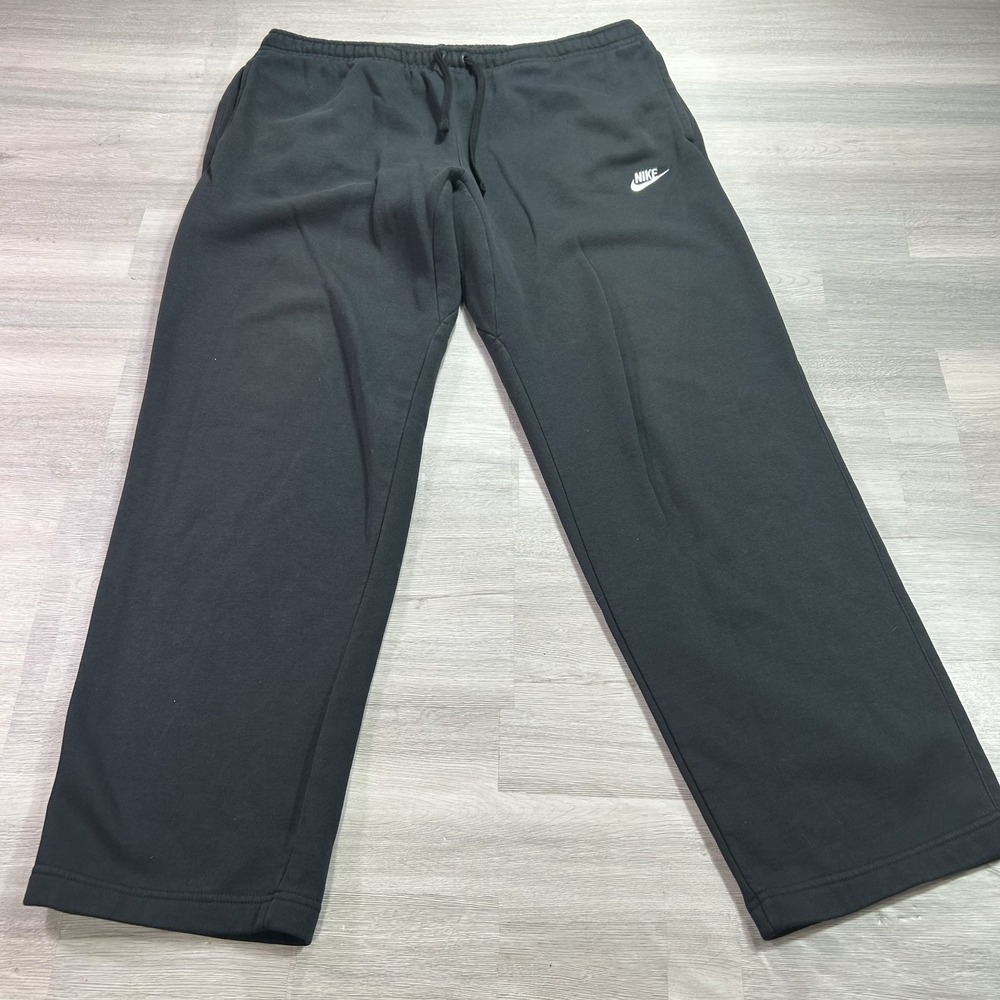 Nike Sweatpants Mens 2XL Black Fleece Open Hem Elastic Waist Pockets 804395-010